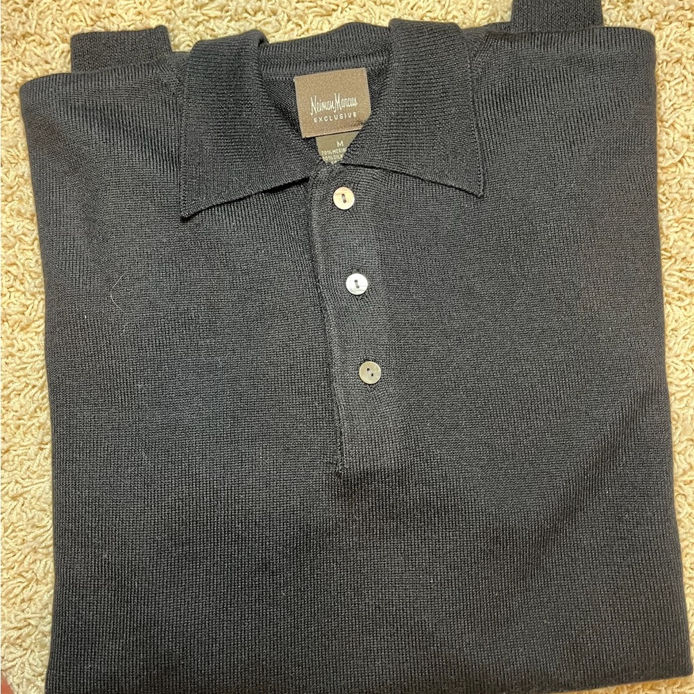 Neiman Marcus Charcoal Polo Shirt